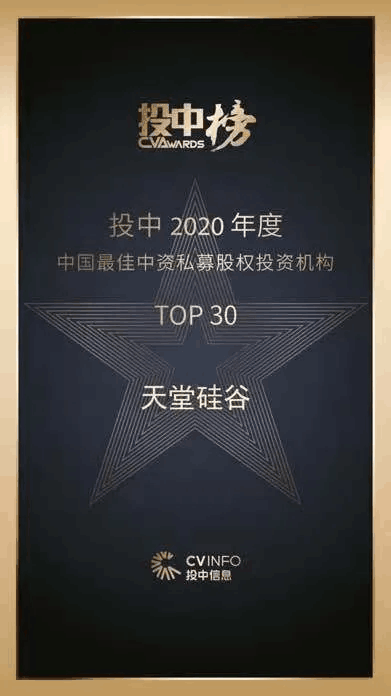 天堂硅谷榮獲“投中榜2020年度中國最佳私募股權(quán)投資機(jī)構(gòu)”等多項(xiàng)殊榮